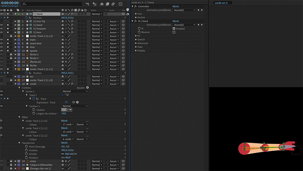 Rig du bras chasseur After-Effects Duik