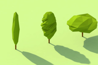 Différents types arbres 3D vue isométrique